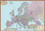 Європа. Політична карта 1:4 000 000 на картоні (офісна)158х108. Картографія